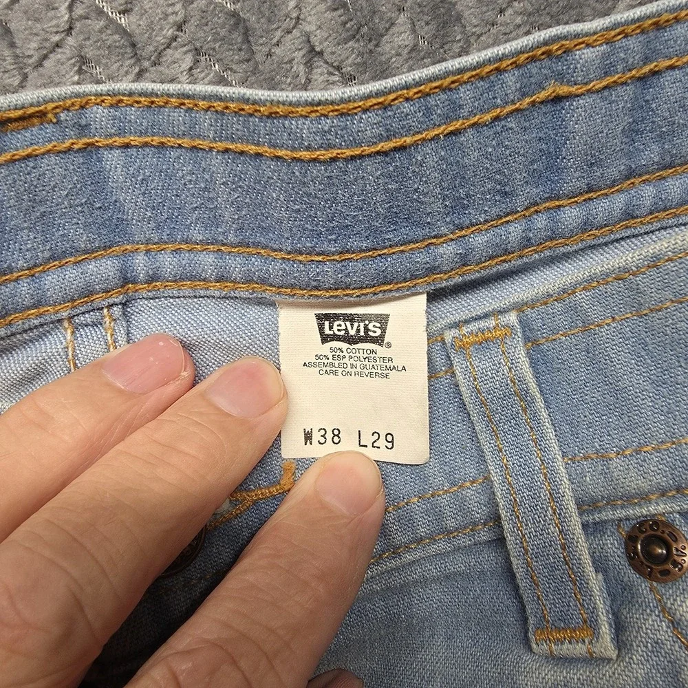 VTG Levis Jeans Mens 38x29 Brown‎ Label Cowboy Light Blue Straight Boot Leg READ